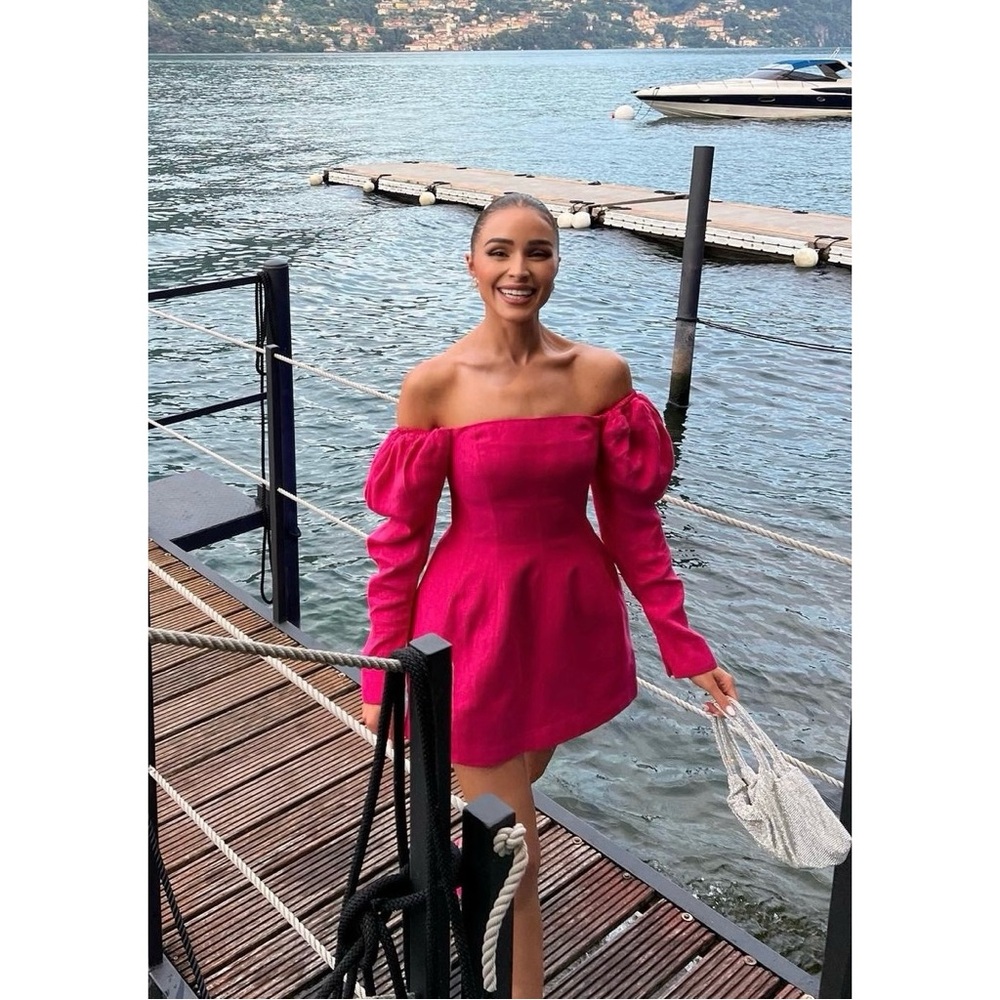 Aje Hot Pink Off-Shoulder Mini Dress